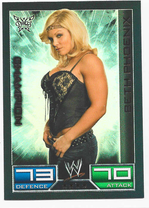 BETH PHOENIX - TOPPS `SLAM ATTAX` 2008/09 1st SERIES - RARE FOIL `CHAMPION` TRADING CARD