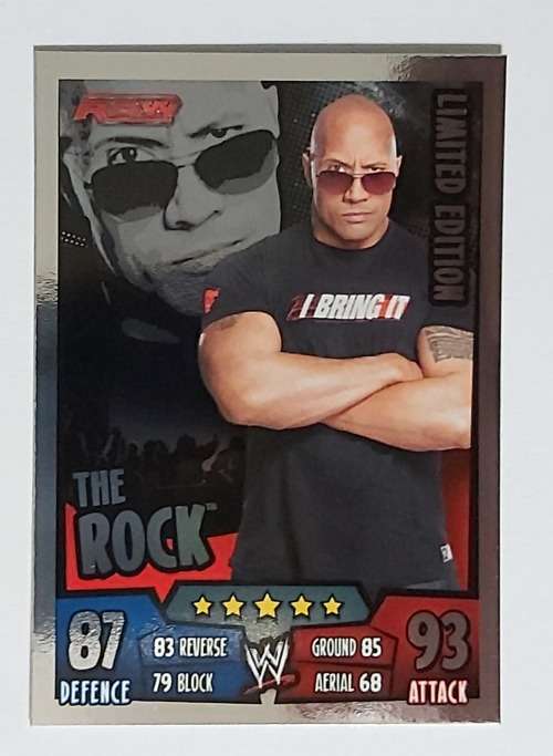 THE ROCK - TOPPS `SLAM ATTAX RUMBLE`  - FOIL `LIMITED EDITION` TRADING CARD