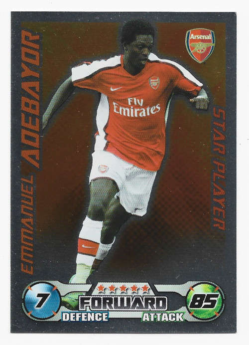 EMMANUEL ADABAYOR - TOPPS `MATCH ATTAX` 2008/09 - `STAR PLAYER` FOIL TRADING CARD