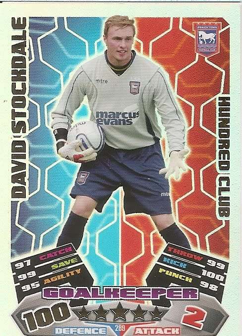 DAVID STOCKDALE (Ipswish Town FC) - TOPPS `MATCH ATTAX CHAMPIONSHIPS` 2011/12 - RARE `CLUB 100` CARD