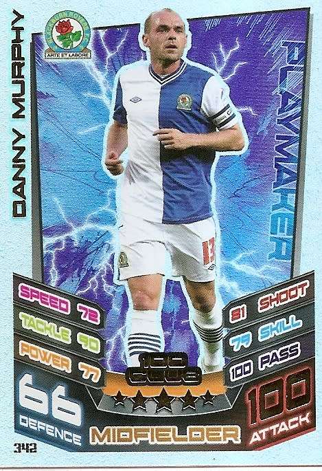 DANNY MURPHY (Blackburn) - TOPPS `MATCH ATTAX CHAMPIONSHIPS` 2012/13 - RARE `CLUB 100` CARD