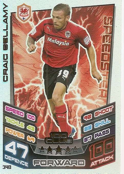 CRAIG BELLAMY (Cardiff City) - TOPPS `MATCH ATTAX CHAMPIONSHIPS` 2012/13 - RARE `CLUB 100` CARD