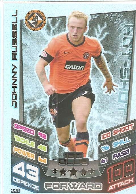 JOHNNY RUSSELL (Dundee United) - TOPPS `MATCH ATTAX SCOTTISH PL` 2012 - RARE `CLUB 100` CARD