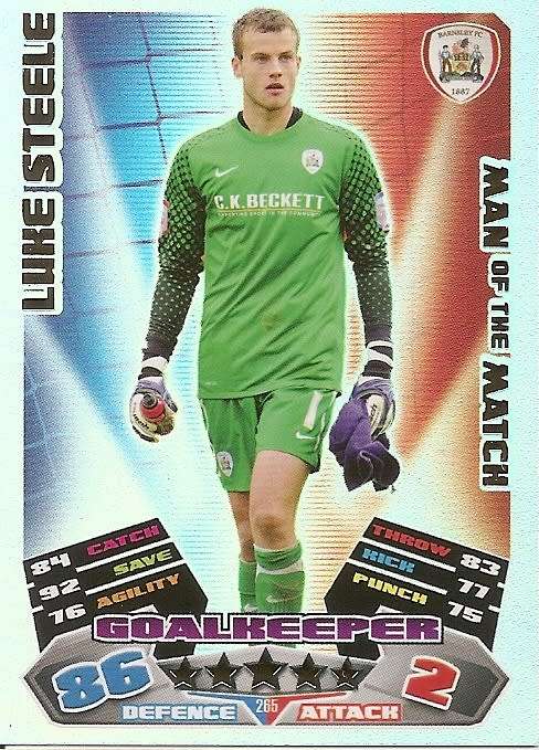 LUKE STEELE (Barnsley) - TOPPS `MATCH ATTAX CHAMPIONSHIPS` 2011/12 - FOIL `MAN of  MATCH` CARD