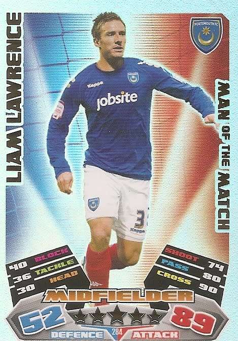 LIAM LAWRENCE (Porthsm) - TOPPS `MATCH ATTAX CHAMPIONSHIPS` 2011/12 - FOIL `MAN of  MATCH` CARD
