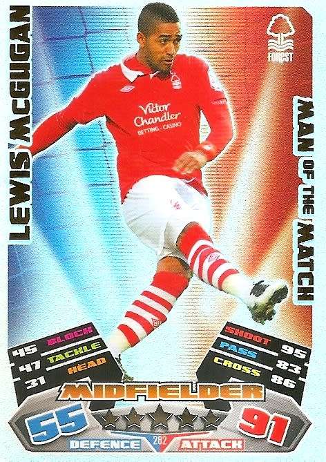 LEWIS McGUGAN (N. Forest) - TOPPS `MATCH ATTAX CHAMPIONSHIPS` 2011/12 - FOIL `MAN of  MATCH` CARD