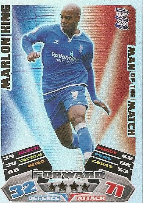 MARLON KING (Birmingham) - TOPPS `MATCH ATTAX CHAMPIONSHIPS` 2011/12 - FOIL `MAN of  MATCH` CARD
