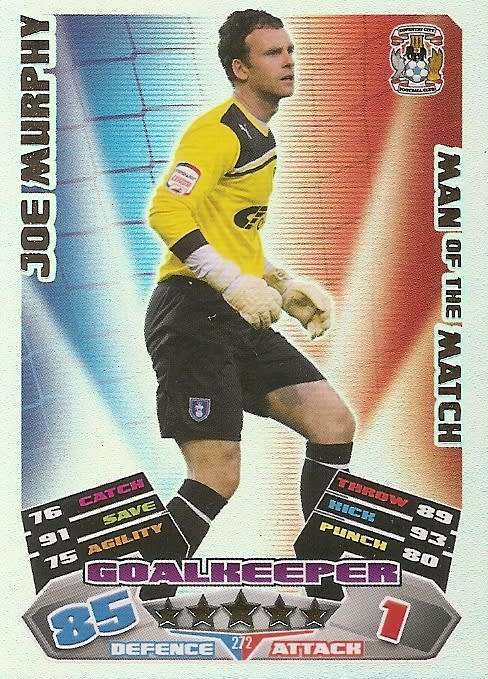 JOE MURPHY (Coventry City) - TOPPS `MATCH ATTAX CHAMPIONSHIPS` 2011/12 - FOIL `MAN of  MATCH` CARD