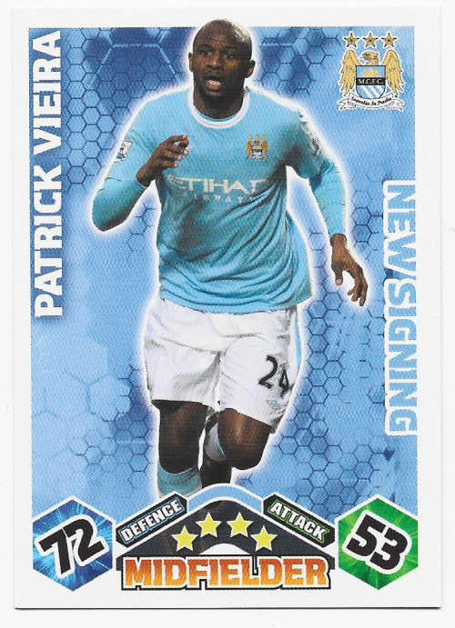 PATRICK VIERA (Man City FC) - TOPPS `MATCH ATTAX` EXTRA 2009/10 - `NEW SIGNING` TRADING CARD