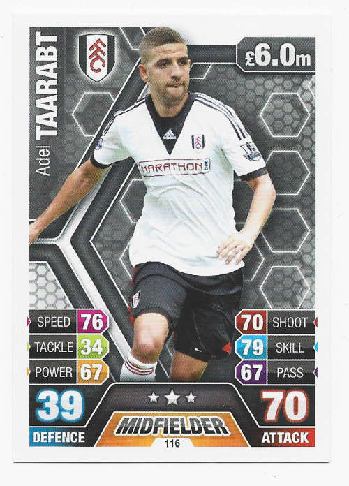 ADEL TAARABT - TOPPS `MATCH ATTAX` 2013/2014 - `ERROR` TRADING CARD - UK EDITION