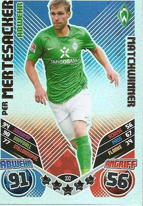PER MERTESAKER  - TOPPS `MATCH ATTAX BUNDESLIGA` 2011/12 - FOIL `MATCHWINNER` TRADING CARD