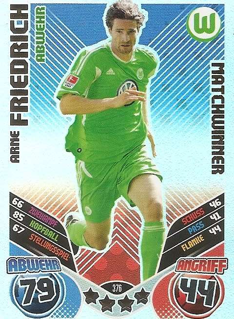 ARNE FRIEDRICH  - TOPPS `MATCH ATTAX BUNDESLIGA` 2011/12 - FOIL `MATCHWINNER` TRADING CARD
