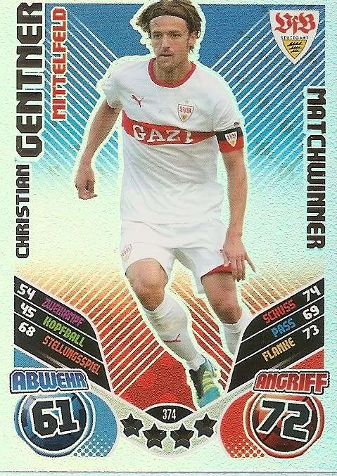 CHRISTIAN GENTNER  - TOPPS `MATCH ATTAX BUNDESLIGA` 2011/12 - FOIL `MATCHWINNER` TRADING CARD