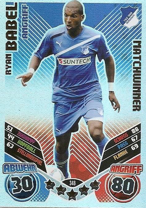 RYAN BABEL  - TOPPS `MATCH ATTAX BUNDESLIGA` 2011/12 - FOIL `MATCHWINNER` TRADING CARD