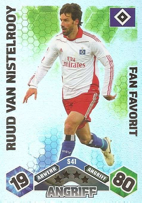 RUUD VAN NISTELROOY  - TOPPS `MATCH ATTAX BUNDESLIGA` 2010/11 - FOIL `FANS FAVORIT` TRADING CARD