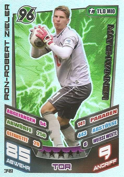 RON ROBERT ZIELER  - TOPPS `MATCH ATTAX BUNDESLIGA` 2013/14 - FOIL `MATCHWINNER` TRADING CARD