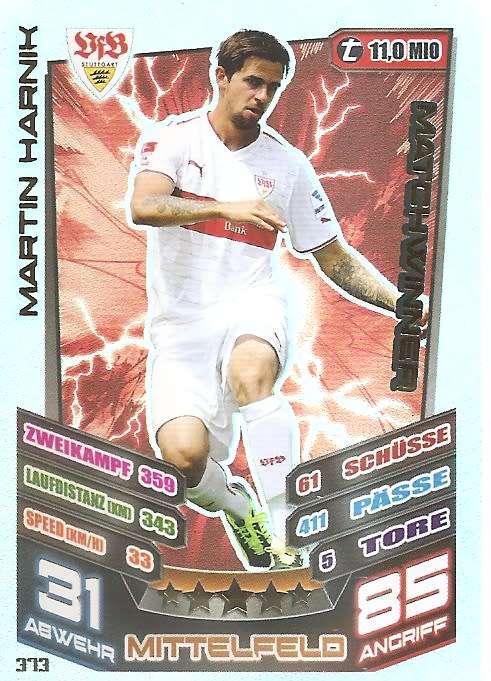 MARTIN HARNIK  - TOPPS `MATCH ATTAX BUNDESLIGA` 2013/14 - FOIL `MATCHWINNER` TRADING CARD