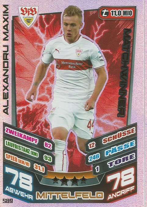 ALEX. MAXIM  - TOPPS `MATCH ATTAX BUNDESLIGA` 2013/14 - FOIL `MATCHWINNER` TRADING CARD