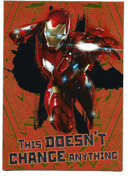 IRON MAN - MARVEL `MARVEL CIVIL WAR 2016` - FOIL TRADING CARD 90