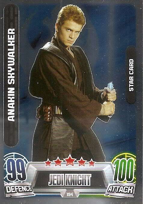 ANAKIN SKYWALKER - STAR WARS 2013 - FORCE ATTAX MOVIE SERIES 2 -  `STAR FOIL` CARD 194