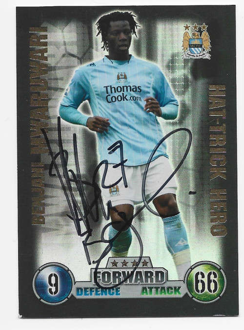 BENJANI MWARUWARI (Man. City) - TOPPS `MATCH ATTAX` 2008 -  Personally `AUTOGRAPHED` TRADING CARD