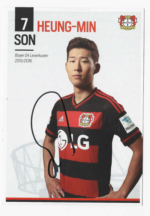 SON HEUNG MIN (Spurs) - Bundesliga 2015/16 -  Personally `AUTOGRAPHED` FANS POSTCARD