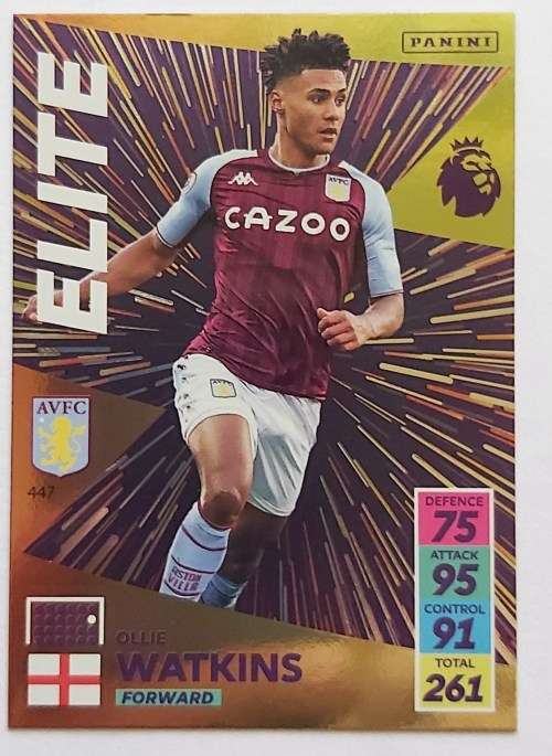 OLLIE WATKINS - PANINI Adrenalyn EPL 2021/2022 - GOLD `ELITE` TRADING CARD 447