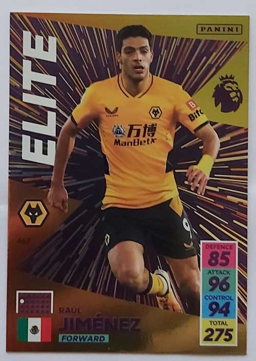 RAUL JIMENEZ - PANINI Adrenalyn EPL 2021/2022 - GOLD `ELITE` TRADING CARD 467