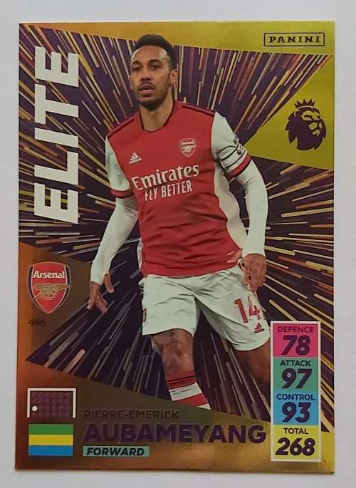 PIERRE AUBAMEYANG - PANINI Adrenalyn EPL 2021/2022 - GOLD `ELITE` TRADING CARD 446