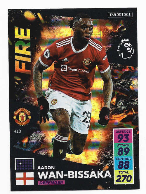 AARON WAN BISSAKA - PANINI Adrenalyn EPL 2021/2022 - FOIL `FIRE` TRADING CARD 418