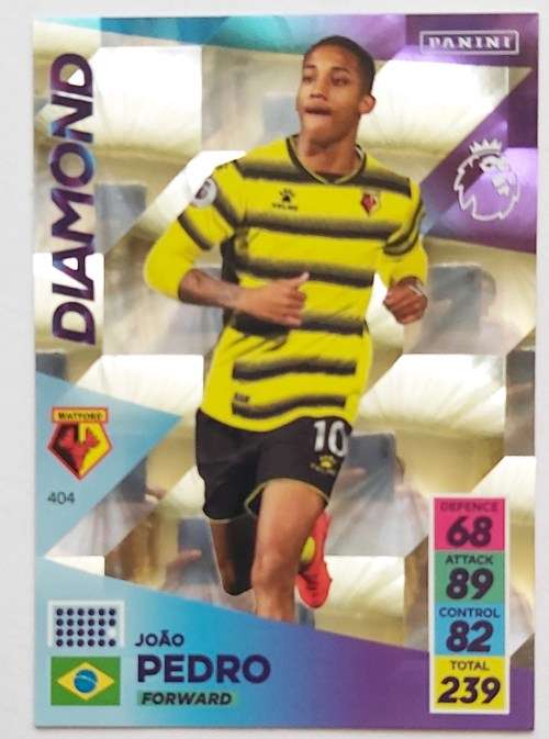JOAO PEDRO - PANINI Adrenalyn EPL 2021/2022 - PLATINUM FOIL `DIAMOND` TRADING CARD 404