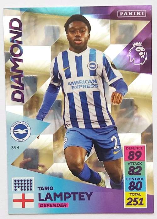 TARIQ LAMPTEY - PANINI Adrenalyn EPL 2021/2022 - PLATINUM FOIL `DIAMOND` TRADING CARD 398
