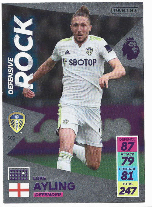 LUKE AYLING - PANINI Adrenalyn EPL 2021/2022 - FOIL `DEFENSIVE ROCK` TRADING CARD 383