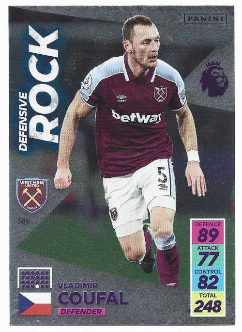 VLADIMIR COUFAL - PANINI Adrenalyn EPL 2021/2022 - FOIL `DEFENSIVE ROCK` TRADING CARD 386