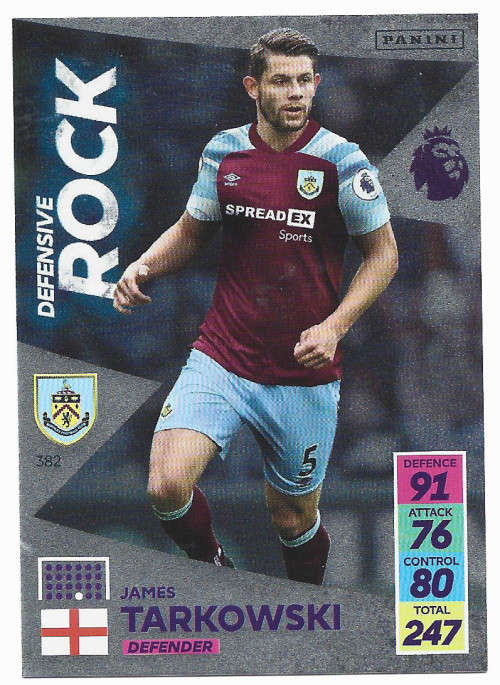JAMES TARKOWSKI - PANINI Adrenalyn EPL 2021/2022 - FOIL `DEFENSIVE ROCK` TRADING CARD 382