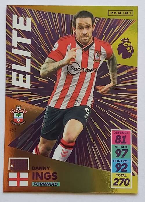 DANNY INGS - PANINI Adrenalyn EPL 2021/2022 - GOLD `ELITE` TRADING CARD 463