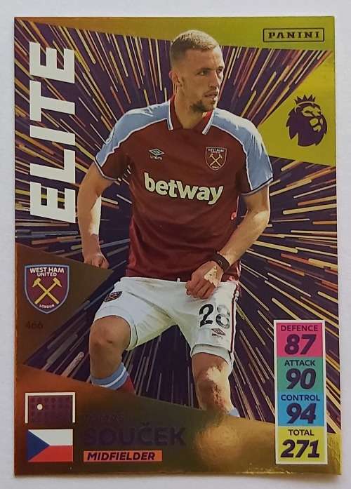 TOMAS SOUCEK - PANINI Adrenalyn EPL 2021/2022 - GOLD `ELITE` TRADING CARD 466