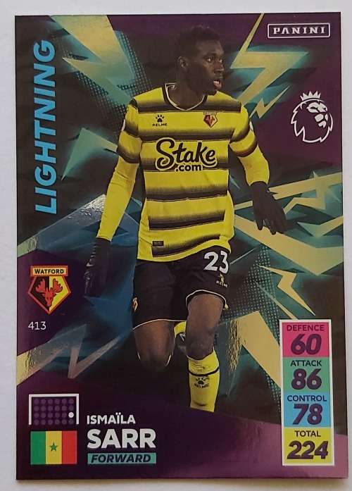 ISMAILA SARR - PANINI Adrenalyn EPL 2021/2022 - FOIL `LIGHTNING` TRADING CARD 413