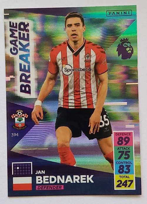 JAN BEDNAREK - PANINI Adrenalyn EPL 2021/2022 - FOIL `GAME BREAKER` TRADING CARD 394