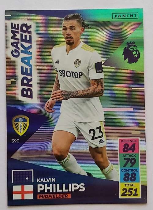 KALVIN PHILLIPS - PANINI Adrenalyn EPL 2021/2022 - FOIL `GAME BREAKER` TRADING CARD 390