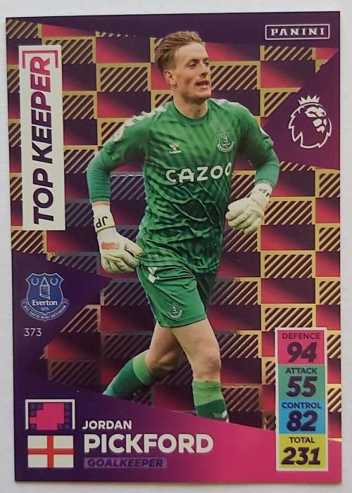 JORDAN PICKFORD - PANINI Adrenalyn EPL 2021/2022 - FOIL `TOP KEEPER` TRADING CARD 373