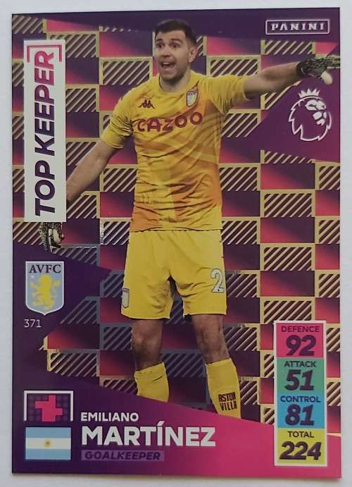 EMILIANO MARTINEZ - PANINI Adrenalyn EPL 2021/2022 - FOIL `TOP KEEPER` TRADING CARD 371