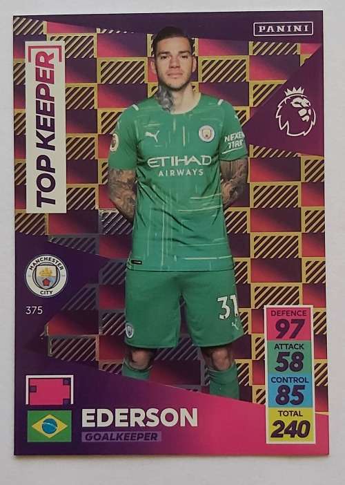 EDERSON - PANINI Adrenalyn EPL 2021/2022 - FOIL `TOP KEEPER` TRADING CARD 375
