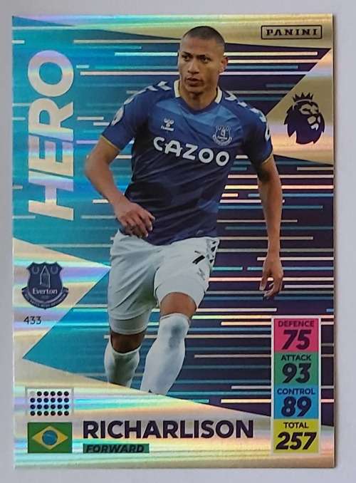 RICHARLISON - PANINI Adrenalyn EPL 2021/2022 - FOIL `HERO` TRADING CARD 433
