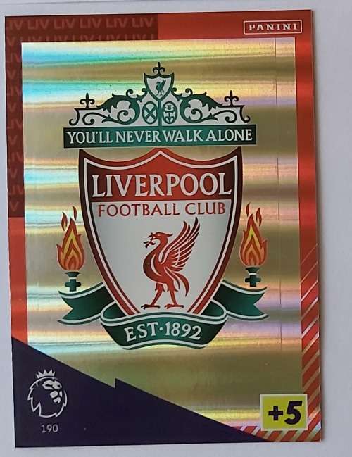 LIVERPOOL FC - PANINI Adrenalyn EPL 2021/2022 - FOIL `CLUB BADGE` TRADING CARD 190