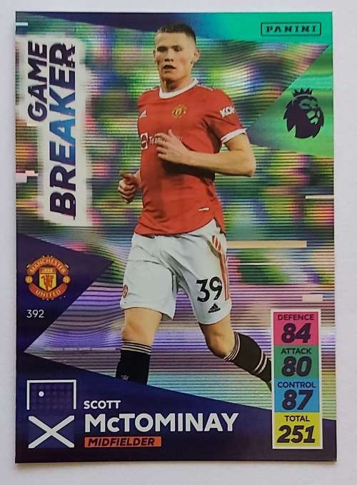 SCOTT McTOMINAY - PANINI Adrenalyn EPL 2021/2022 - FOIL `GAME BREAKER` TRADING CARD 392