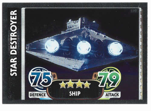 STAR DESTROYER - TOPPS `STAR WARS FORCE ATTAX` 2015/16 - `FOIL` TRADING CARD 182