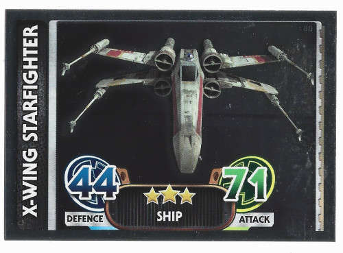 X-WING STARFIGHTER - TOPPS `STAR WARS FORCE ATTAX` 2015/16 - `FOIL` TRADING CARD 180