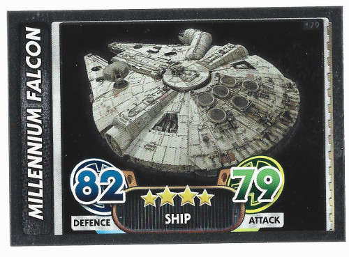 MILLENNIUM FALCON - TOPPS `STAR WARS FORCE ATTAX` 2015/16 - `FOIL` TRADING CARD 179