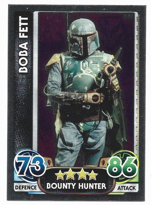 BOBA FETT - TOPPS `STAR WARS FORCE ATTAX` 2015/16 - `FOIL` TRADING CARD 177